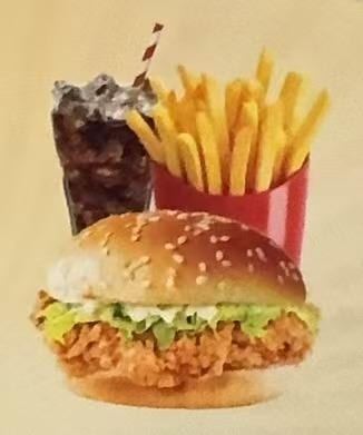 Spicy Chicken Sandwich & French Fries & Soda.