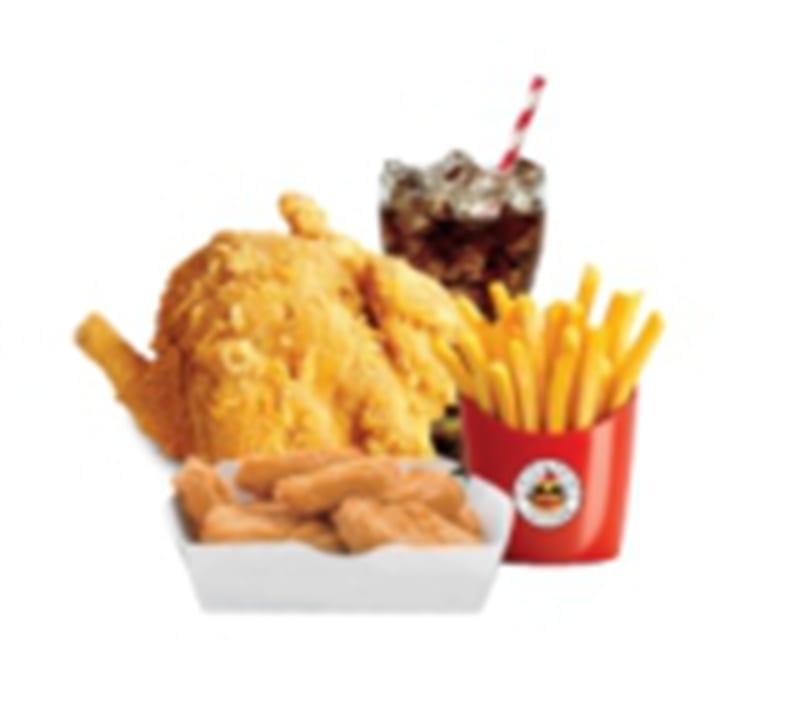 Fried Whole Chicken & Chicken Nuggets (10) & French Fries & Soda.